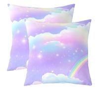 Homemissing Dreamy Rainbow - Juego de 2 fundas de cojín de 45 x 45 cm, diseño de galaxia arcoíris para sofá, silla, funda de edredón colorida con 1 funda de almohada con estampado de nubes, decoración