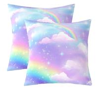 Homemissing Dreamy Rainbow - Juego de 2 fundas de cojín de 60 x 60 cm, diseño de galaxia arcoíris para sofá, silla, nubes, funda de edredón con 1 funda de almohada, decoración colorida para dormitorio