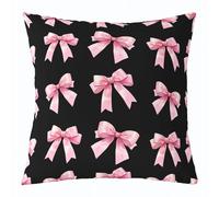 Homemissing Funda de cojín con lazo negro y rosa, 1 pieza, bonita funda de cojín con lazo, decoración de princesa, funda de almohada Kawaii para interiores y exteriores, muy suave, 60 x 60 cm