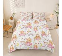 Homemissing Funda de edredón de unicornio para cama infantil | Juego de ropa de cama de 2 piezas con diseño de princesa y flor, diseño de mariposa y luna y estrella, transpirable