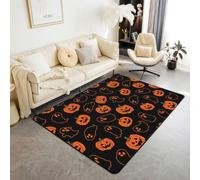 Homemissing Happy Halloween - Alfombra de poliéster de 150 x 200 cm, diseño de fantasma, para sala de estar, dormitorio, decoración gótica de calabaza, alfombra de Halloween para interiores, suave
