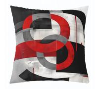 Homemissing Juego de 1 funda de cojín reversible con diseño de rayas rojas, negras y grises, 60 x 60 cm, diseño abstracto cuadrado, para adolescentes, decoración geométrica, decoración del hogar, arte