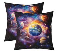 Homemissing Juego de 2 fundas de cojín coloridas del universo de 55 x 55 cm, fundas de almohada para sofá, silla, galaxia, funda de edredón con 1 funda de almohada, espacio exterior, decoración de