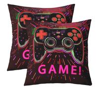 Homemissing Juego de 2 fundas de cojín para niños de 45 x 45 cm, para cama, sofá, funda de almohada con diseño de gampead rojo, funda de cojín con mando de videojuegos
