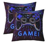 Homemissing Juego de 2 fundas de cojín para niños de 60 x 60 cm, para cama, sofá, funda de almohada con diseño de gampead azul, funda de cojín con mando de videojuegos