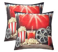 Homemissing Juego de 2 fundas de cojín vintage con diseño de palomitas de maíz, decoración de película, para interiores y exteriores, súper suaves, 55 x 55 cm