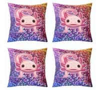 Homemissing Juego de 4 fundas de cojín con diseño de ajolote rosa, diseño de salamandra de dibujos animados, decoración de vida marina kawaii, el mejor regalo de ajolote para interiores y exteriores