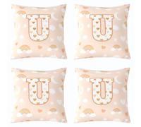 Homemissing Juego de 4 fundas de cojín con estampado de estrella y luna, diseño de arco iris, color naranja, decoración de letra U, colorido corazón para interiores y exteriores, 50 x 50 cm