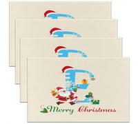 Homemissing Juego de 4 manteles individuales con letra E con inicial de Navidad, bonitos manteles individuales de Papá Noel para cocina, mesa de comedor, decoración de fiestas, interiores y exteriores