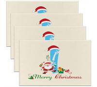 Homemissing Juego de 4 manteles individuales con letra I con inicial de Navidad, para fiestas, cocina, comedor, bonitos manteles individuales de Papá Noel para mesa interior y exterior, 45 x 30 cm