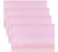 Homemissing Juego de 4 manteles individuales de arcoíris rosa para niños, para fiestas, cocina, comedor, decoración mágica para mesa, decoración de vacaciones, 45 x 30 cm, antideslizante, fácil de