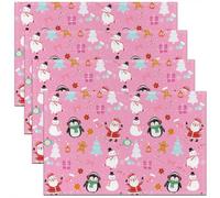 Homemissing Juego de 4 manteles individuales de Navidad, color rosa, para fiestas, cocina, comedor, decoración de Papá Noel, para mesa, decoración de vacaciones, interiores y exteriores, 45 x 30 cm