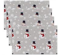 Homemissing Juego de 4 manteles individuales de Navidad grises para fiestas, cocina, comedor, decoración de vacaciones, temporada de Papá Noel, para mesa de comedor, interior y exterior, 45 x 30 cm