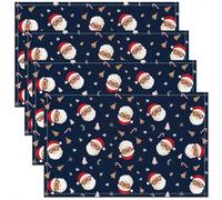 Homemissing Juego de 4 manteles individuales de Navidad para fiestas, cocina, comedor, decoración de vacaciones, temporada de Papá Noel, mantel individual para mesa de comedor, interior y exterior, 45