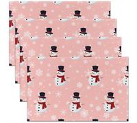 Homemissing Juego de 4 manteles individuales de Navidad rosas para fiestas, cocina, comedor, decoración de vacaciones, temporada de Papá Noel, para mesa de comedor, interior y exterior, 45 x 30 cm