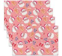 Homemissing Juego de 4 manteles individuales de Papá Noel, bastón de caramelo para fiestas, cocina, comedor, decoración de Año Nuevo, decoración de mesa, vacaciones, interior y exterior, 45 x 30 cm