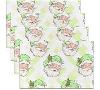 Homemissing Juego de 4 manteles individuales de Papá Noel, decoración de Navidad, color verde, feliz año nuevo, para cocina, mesa de comedor, fiesta, decoración interior y exterior, 45 x 30 cm