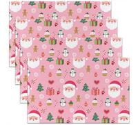 Homemissing Juego de 4 manteles individuales de Papá Noel, decoración navideña para fiestas, cocina, comedor, decoración de Año Nuevo, para mesa de comedor, 45 x 30 cm, decoración de Feliz Navidad