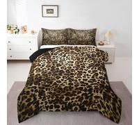 Homemissing Juego de edredón de leopardo para niños, tamaño King, color marrón y amarillo, edredón de plumón con estampado animal para niños y niñas, decoración de guepardo, microfibra ultrasuave y