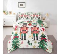 Homemissing Juego de edredón de Navidad con diseño de cascanueces para niños, tamaño individual, juego de ropa de cama de árbol de Navidad, edredón de cuentos de hadas de ensueño para niños, niñas