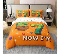 Homemissing Juego de funda de edredón 3D Pixel 6-7, 100% algodón, tamaño King, juego de ropa de cama para niños, mujeres y hombres, funda de edredón divertida con 2 fundas de almohada, juego de cama