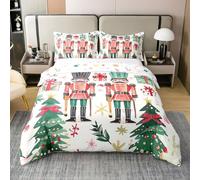 Homemissing Juego de funda de edredón con diseño de cascanueces de Navidad, 100 % algodón, tamaño individual, para niños y niñas, transpirable, suave, diseño de cuentos de hadas de ensueño, 2 piezas