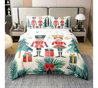 Homemissing Juego de funda de edredón de 3 piezas, 100 % algodón, diseño de cascanueces navideño, tamaño King, diseño de cuentos de hadas de ensueño para niños, decoración de habitación, transpirable