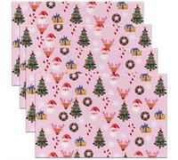 Homemissing Juego de manteles individuales de 4 pulgadas con diseño de Papá Noel, diseño navideño para mesa de comedor, antideslizante, fácil de limpiar, lavable, decoración