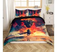 Homemissing Juego de ropa de cama con diseño de dragón antiguo y animales salvajes, funda de edredón para niños, criaturas míticas, funda de edredón gótica de dragón trippy para habitación, 3 piezas