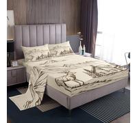 Homemissing Juego de ropa de cama para niños, diseño de ciervos de caza, vida silvestre, tamaño doble para adolescentes, niños y niñas, juego de sábanas vintage de granja, árbol de montaña, 1 sábana