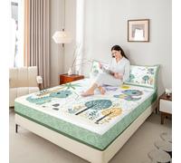 Homemissing Juego de sábanas bajeras con 2 fundas de almohada, tamaño doble, diseño de dinosaurio, con bolsillo profundo de 40,6 cm, para niños y niñas, diseño de animales salvajes, plantas de