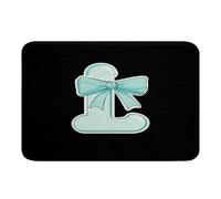 Homemissing Kawaii - Alfombras de baño con lazo azul, regalos para mujeres, adolescentes, niñas, tapetes de baño de microfibra con inicial L, arte moderno, monograma, tapetes antideslizantes de 16 x