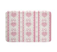 Homemissing Lindas alfombras de baño con lazo de 40,6 x 61 cm, con patrón de encaje de amor, accesorios de baño de microfibra suave y ligera a rayas rosas