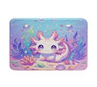Homemissing Lindas alfombras de baño de microfibra de 16 x 24 pulgadas con dibujos animados de salamandra, antideslizantes, los mejores accesorios de regalo de ajolote, felpudos de piso Kawaii Ocean