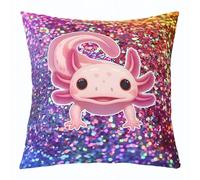 Homemissing Lindas fundas de cojín de ajolote rosa, 1 pieza, diseño de salamandra de dibujos animados, funda de cojín Kawaii con decoración de vida marina del océano, el mejor regalo de ajolote para