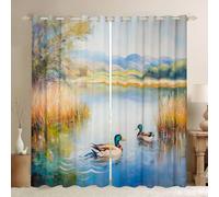 Homemissing Mallard - Cortinas opacas de pato 30%-50%, cortinas de oscurecimiento de caza de pato para dormitorio, sala de estar, animales salvajes, aislamiento térmico, cortinas de pesca y caza