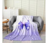 Homemissing Manta de forro polar con diseño de mariposas y princesas de ensueño, manta de franela de felpa con purpurina para cama, sofá, silla, sala de estar, mariposas en acuarela, bebé, 30 x 40