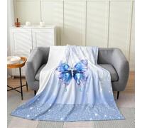 Homemissing Manta de forro polar con diseño de mariposas y princesas de ensueño, manta de franela de felpa con purpurina para cama, sofá, silla, sala de estar, mariposas en acuarela, bebé, 30 x 40