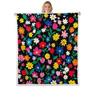Homemissing Manta de forro polar con estampado floral para bebé, 76 x 101 cm, manta de felpa Sherpa para niños y niñas, decoración de jardín, flores botánicas, flores coloridas, primavera para cama