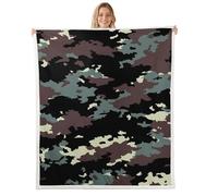 Homemissing Manta de forro polar de camuflaje, manta Sherpa de camuflaje de felpa mullida o casa de campo rústica, doble de 60 x 79 pulgadas, casa de campo para cama, sofá, silla, sala de estar, beige