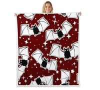Homemissing Manta de forro polar de Halloween para bebé, 76 x 101 cm, diseño de murciélagos negros, silueta de animales, manta mullida para decoración de habitación, feliz día festivo, lindo estampado