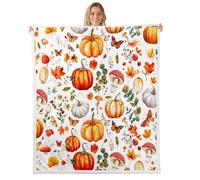 Homemissing Manta de forro polar de otoño para niñas, niños y bebés, 76 x 101 cm, manta mullida de Halloween, calabaza, otoño, decoración de habitación, lindas flores de arce, manta Sherpa de felpa