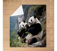 Homemissing Manta de forro polar de panda doble de 60 x 79 pulgadas, bonita manta de franela de animales peludos para niños y niñas, decoración de oso panda negro y blanco para cama, sofá, silla, sala