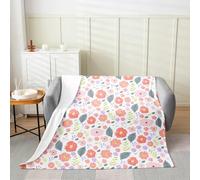 Homemissing Manta de forro polar floral botánica de franela de felpa mullida para cama, sofá, silla, sala de estar, hoja verde, bebé, 30 x 40 pulgadas, decoración de dormitorio blanco y rosa