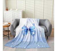 Homemissing Manta de franela de felpa mullida con diseño de princesas de ensueño para niños y niñas, manta ligera con purpurina para sofá, mariposas en acuarela, bebé, 30 x 40 pulgadas, para cama