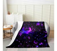 Homemissing Manta de franela de forro polar con diseño de cáncer, tamaño Queen, 228 x 228 cm, manta mullida para niños y niñas, 12 horóscopos, astrología, decoración de dormitorio