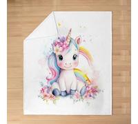 Homemissing Manta de franela de unicornio de felpa para bebé, 76 x 101 cm, bonita manta de forro polar de unicornio para niños y niñas, decoración de animales, franela suave y ligera, decoración de