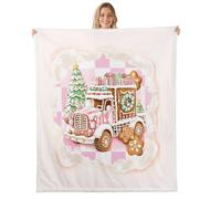Homemissing Manta de sherpa de jengibre Kawaii de Navidad para niños y niñas, manta de felpa de copo de nieve de Navidad para sofá, cama, sofá, cama doble, 60 x 79 pulgadas
