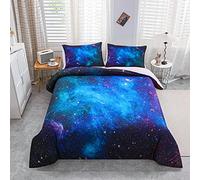 Homemissing Parure de lit Galaxy Cielo estrellado Juego de edredón para niños niños y niñas Microfibra suave y transpirable 140x200cm Juego de cama con cremallera y 1 funda de almohada 65x65 cm