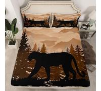 Homemissing Sábana bajera ajustable con 1 funda de almohada, tamaño individual, diseño de animales salvajes, bolsillo profundo de 16 pulgadas, ropa de cama para niños y niñas, decoración de dormitorio